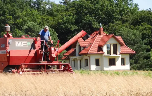 Żniwa we wsi Krasiczyn w województwie podkarpackim, lipiec 2020 r. fot. Kamil Krukiewicz/ REPORTER/EAST NEWS