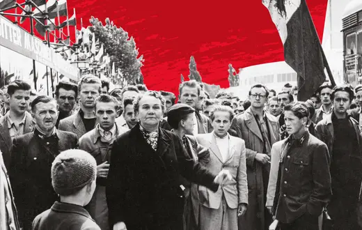 Demonstranci podczas trwających XXV Międzynarodowych Targów Poznańskich fot. Bettmann-Contributor/Getty Images