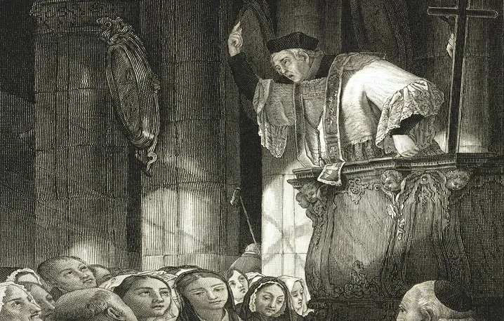 Kazanie, rycina Cateriny Piotti Piroli na podstawie obrazu Giuseppe Molteniego, Wystawa Sztuk Pięknych w Mediolanie, 1845 r. fot. DEA/BIBLIOTECA AMBROSIANA/Getty Images Kazanie, rycina Cateriny Piotti Piroli na podstawie obrazu Giuseppe Molteniego, Wystawa Sztuk Pięknych w Mediolanie, 1845 r. fot. DEA/BIBLIOTECA AMBROSIANA/Getty Images