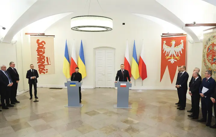 Spotkanie prezydentów 19 grudnia 2025 roku. Była to ostatnia oficjalna wizyta Wołodymyra Zełenskiego w Polsce | fot. Wojciech Olkuśnik/East News Spotkanie prezydentów 19 grudnia 2025 roku. Była to ostatnia oficjalna wizyta Wołodymyra Zełenskiego w Polsce | fot. Wojciech Olkuśnik/East News