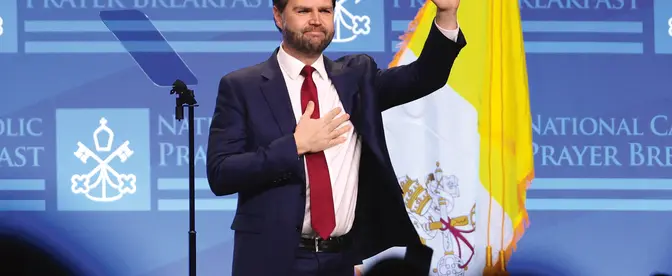 Wiceprezydent USA J.D. Vance podczas 20. dorocznego Narodowego Katolickiego Śniadania Modlitewnego w Waszyngtonie, 28 lutego 2025 r. | fot. Ting Shen/AFP/East News